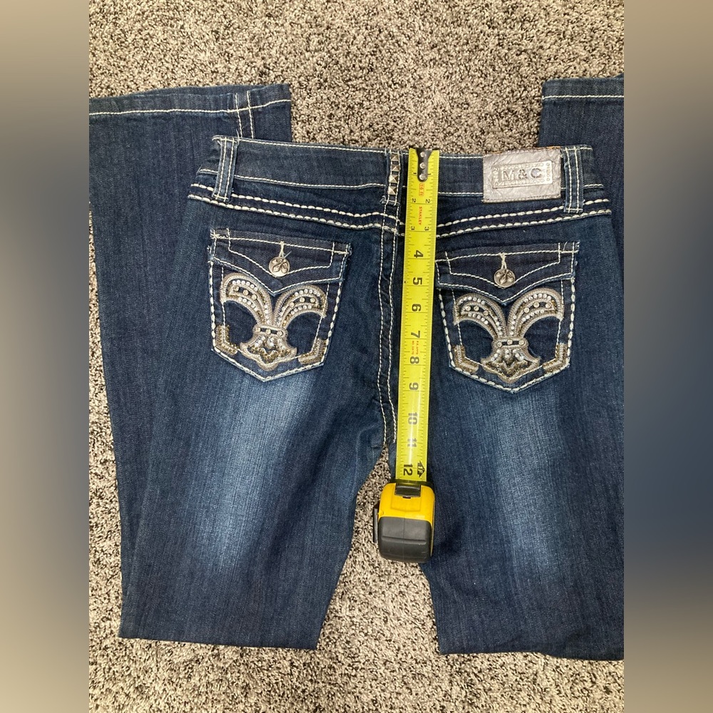 Miss Chic embroidered pocket dark denim jeans